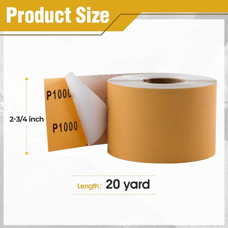 Shawya PSA Sandpaper Roll Longboard Sandpaper 1000-Grit 2-3/4in x 20 Yards Sandpaper Roll Self Adhesive Stickyback PSA Sanding Sheet Aluminum Oxide Longboard Sand Paper - Image 2